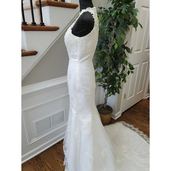 Lenovia Women White Polyester Halter Neck Sleeveless Wedding Maxi Dress Size 10 - Picture 5 of 12